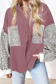 img 1 attached to 🐆 Fensajomon Leopard Contrast Oversized Pockets Women's Clothing: Fashionable and Functional Wardrobe Must-Haves