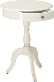 img 2 attached to 🏺 Enhance Your Décor with Décor Therapy Pedestal Table: Antique White Table with Drawer