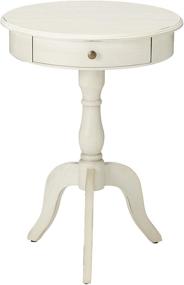 img 3 attached to 🏺 Enhance Your Décor with Décor Therapy Pedestal Table: Antique White Table with Drawer