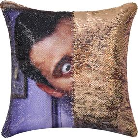 img 1 attached to 👯 CARLOTA Friends TV Show Joey Tribbiani Flip Sequin Pillow Cover: Reversible Mermaid Cushion for a Hilarious Gag Gift (Champagne Gold)