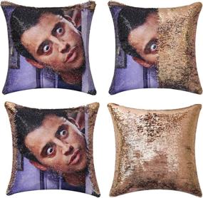 img 3 attached to 👯 CARLOTA Friends TV Show Joey Tribbiani Flip Sequin Pillow Cover: Reversible Mermaid Cushion for a Hilarious Gag Gift (Champagne Gold)