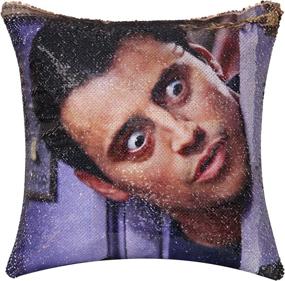 img 2 attached to 👯 CARLOTA Friends TV Show Joey Tribbiani Flip Sequin Pillow Cover: Reversible Mermaid Cushion for a Hilarious Gag Gift (Champagne Gold)