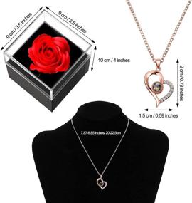 img 2 attached to 💖 I Love You Necklace 100 Languages Projection Heart Pendant Necklace: A Romantic Gift with Crystal Memories and Red Rose Jewelry Storage Box for Valentine's Day