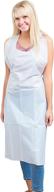 25-pack white heavy duty poly aprons for women & men - green direct plastic reusable aprons logo