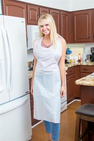 img 2 attached to 25-Pack White Heavy Duty Poly Aprons for Women & Men - Green Direct Plastic Reusable Aprons