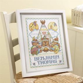 img 1 attached to 🐻 Bucilla Tee Pee Bears Counted Cross Stitch Kit: Birth Record Design - 9 3/4" x 13