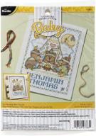 🐻 bucilla tee pee bears counted cross stitch kit: birth record design - 9 3/4" x 13 logo
