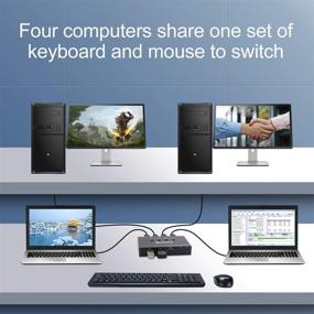 img 2 attached to 🔁 4 Port USB Switch Selector - KCEVE USB HUB for Sharing 4 USB Devices, Mouse, Keyboard, Scanner, Printer - Includes Remote Control and 4 USB Cables