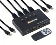 🔁 4 port usb switch selector - kceve usb hub for sharing 4 usb devices, mouse, keyboard, scanner, printer - includes remote control and 4 usb cables logo