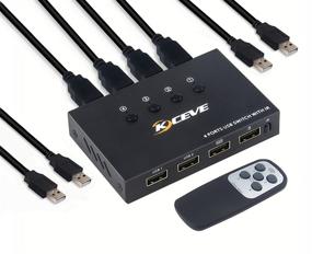 img 4 attached to 🔁 4 Port USB Switch Selector - KCEVE USB HUB for Sharing 4 USB Devices, Mouse, Keyboard, Scanner, Printer - Includes Remote Control and 4 USB Cables