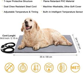 img 3 attached to 🔥 Premium Toozey Pet Heating Pad: Adjustable Temperature, Timer, and Waterproof Design for Cats and Dogs - Chew Resistant Cord and Electric Heated Mat Included