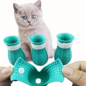 img 3 attached to 🐾 Tmsuxin Cat Boots: Effective Anti-Scratch Cat Feet Covers for Various Sized Cats | Adjustable Prickly Anti-Off Shoes | Silicone Cat Paw Protector Boots for Cat Bathing and Shaving