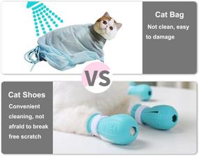 img 1 attached to 🐾 Tmsuxin Cat Boots: Effective Anti-Scratch Cat Feet Covers for Various Sized Cats | Adjustable Prickly Anti-Off Shoes | Silicone Cat Paw Protector Boots for Cat Bathing and Shaving