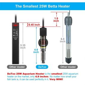 img 1 attached to 🐠 DaToo Mini Aquarium Heater 25W: Small Fish Tank Heater with Free Thermometer Sticker - Efficient Heating for 25 Watt Aqua Environments