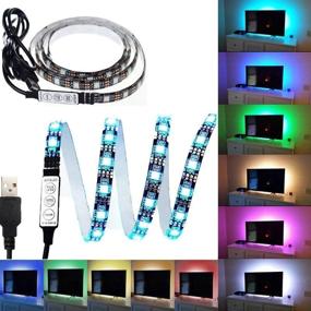 img 3 attached to 🌈 Geekercity USB LED Strip Light - 1M(3Ft) 60leds Flexible 5050 RGB TV Backlight Kit: Enhance Your Viewing Experience with Colorful Ambiance!