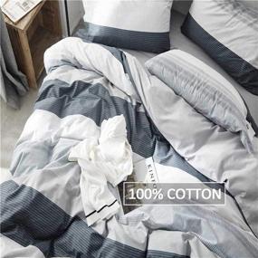 img 1 attached to 🛏️ VClife Gray Blue White Queen Duvet Cover Sets - Chic Geometric Bedding Sets for Boys, Men, and Adults; includes Envelope Pillowcases; Ideal Gift for Kids, Teens, and Striped Queen Bedding Sets