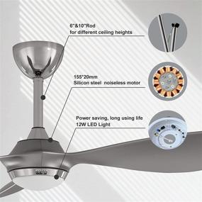 img 3 attached to 💡 reiga 52-in Silver Ceiling Fan: Dimmable LED Light Kit, Remote Control, Modern Blades, Reversible DC Motor, 6-Speed, Timer