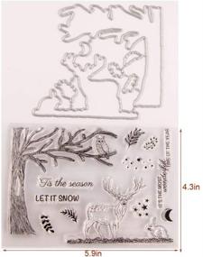 img 3 attached to 🎄 Christmas Deer Owl on The Tree Stamp and Die Set for Card Making and Scrapbooking with Rabbit, Star, Leaves, and Let It Snow Words - Clear Rubber Stamps and Dies (T1599)