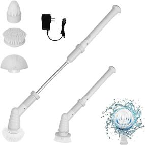 img 4 attached to 🔌 Advanced Electric Spin Scrubber: 360° Cordless Cleaning Brush with 3 Replaceable Heads, Adjustable Extension Handle for Wall, Floor, Bathroom, Kitchen, Tile (Adjustable Angle)