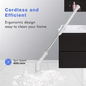 img 2 attached to 🔌 Advanced Electric Spin Scrubber: 360° Cordless Cleaning Brush with 3 Replaceable Heads, Adjustable Extension Handle for Wall, Floor, Bathroom, Kitchen, Tile (Adjustable Angle)