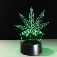 dowbier 3d illusion marijuana weed leaf night light - vibrant usb desk lamp for room decoration logo