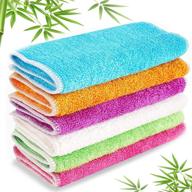 🌿 rosy may bamboo fiber kitchen towels: eco-friendly, oil/dirt removal without detergent, easy stain removal - reusable cleaning cloths (6 pcs) logo