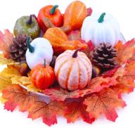 🍂 fall harvest home table decor: 50pcs thanksgiving pumpkin decorations, artificial mini pumpkin fall maple leaves acorns pine cones set for halloween thanksgiving christmas wedding логотип