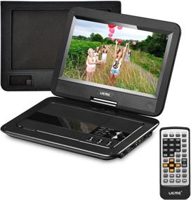 img 1 attached to 📀 UEME Portable DVD Player with Car Headrest Mount Case - 10.1" HD Swivel Screen, Remote Control, and more!