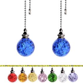 img 4 attached to Blue Decorative Crystal Ceiling Fan Pull Chain, 2-Pack Ceiling Fan Pull Chain Ornaments with 21 Inches 3.2mm Diameter Beaded Ball Fan Pull Chain Extender