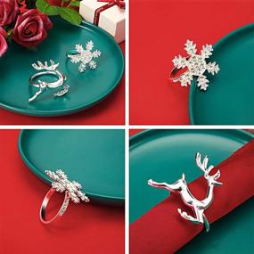 img 1 attached to 🦌 WILLBOND Christmas Napkin Rings: Snowflake and Deer Design for Festive Dinners, Parties, Weddings - Silver, Set of 6