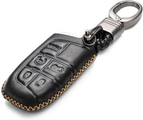 img 3 attached to 🔑 Vitodeco Smart Key Fob Case Cover - Genuine Leather Keyless Remote Entry with Key Chain for JEEP, Dodge, Chrysler (5 Buttons, Black)