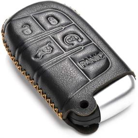 img 2 attached to 🔑 Vitodeco Smart Key Fob Case Cover - Genuine Leather Keyless Remote Entry with Key Chain for JEEP, Dodge, Chrysler (5 Buttons, Black)