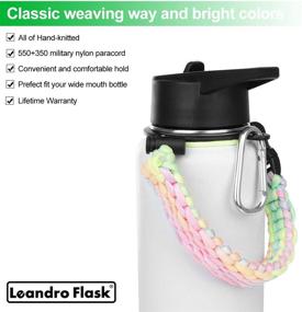 img 3 attached to 🌊 Hank Leandro Paracord Handle with Safety Ring, Carabiner, and Straw Lid - Value Set for Wide Mouth Water Bottle