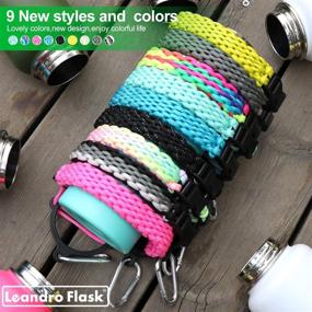 img 1 attached to 🌊 Hank Leandro Paracord Handle with Safety Ring, Carabiner, and Straw Lid - Value Set for Wide Mouth Water Bottle