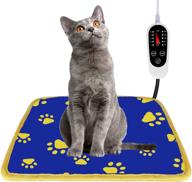 🐾 waterproof pet heating pad with 5-level timer and temperature control - blue paw design, suitable for dogs and cats, 18" x 18 logo