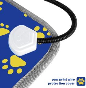 img 2 attached to 🐾 Waterproof Pet Heating Pad with 5-Level Timer and Temperature Control - Blue Paw Design, suitable for Dogs and Cats, 18" x 18