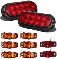 🚦 partsam 12v waterproof led trailer lights - 2pcs 6 inch oval led trailer tail lights for stop, turn, and brake signals - includes 8 mini oval led marker clearance lights for utility boat, rv, camper, cargo, and dump trailers logo
