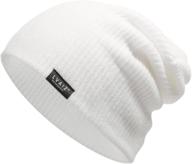 lvaiz winter knitted beanie hats for women & men - stretchable soft & thin cap - slouchy warm cable hat logo