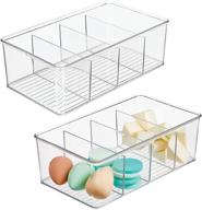 🛀 mdesign clear plastic bathroom organizer bin - 4 sections - holder for hand soap, body wash, shampoo, lotion, conditioner, hand towel, hair brush, mouthwash - set of 2 логотип