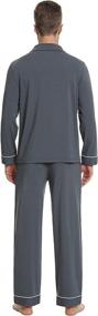 img 3 attached to NACHILA Mens Pajamas Set Long Sleeve Sleepwear Button Down Pj Loungewear Long Pants Charcoal X Large