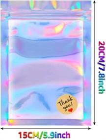 img 3 attached to 🌈 Mylar Holographic Bags: AMORIX 120pcs - Resealable, Smell Proof Ziplock Bags for Packaging Lip Gloss, Food Storage, Party Favor & Jewelry + Free Stickers!