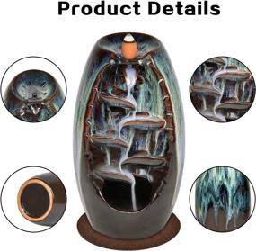 img 3 attached to ✨ Enhance Your Home Decor with the Backflow Incense Burner Waterfall Set: Ceramic Incense Holder for Yoga, Aromatherapy & Meditation, Includes 100 Backflow Incense Cones, 30 Incense Sticks, Mat, and Gift Box