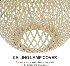 img 3 attached to Mobestech Rattan Basket Pendant Light Shade - Rustic Hanging Chandelier Lamp Shade with Weave Design, Cage Guard for Light Bulb - Ideal for Restaurants, Cafes, Teahouses, Bars - Green