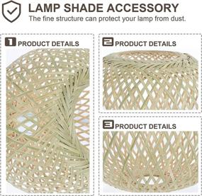 img 1 attached to Mobestech Rattan Basket Pendant Light Shade - Rustic Hanging Chandelier Lamp Shade with Weave Design, Cage Guard for Light Bulb - Ideal for Restaurants, Cafes, Teahouses, Bars - Green