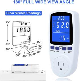 img 3 attached to ⚡ Enhanced Watt Meter Power Meter Plug: Convenient Home Electricity Usage Monitoring with Backlight, Overload Protection, & 7 Modes Display