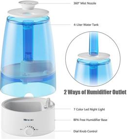 img 4 attached to 🌿 Cool Mist Humidifier for Bedroom Quiet with Essential Oils Diffuser (4L), Ultrasonic Vaporizer Air Humidifier for Large Room and Home Plant, Adjustable Extension Tube, Bpa Free, Humidifiers for Baby - Enhanced SEO-friendly Product Name: "Quiet Ultrasonic Cool Mist Humidifier for Bedroom with Essential Oils Diffuser (4L), Large Room and Home Plant Vaporizer, Adjustable Extension Tube, BPA-Free, Baby Humidifiers