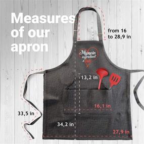 img 1 attached to Altièr Cooking Chef Apron for Men and Women - Denim Funny Kitchen Apron with Pockets - Ideal for Grill, Baking, BBQ - Cute Cotton Apron (Black-Two)