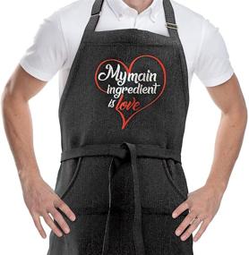 img 3 attached to Altièr Cooking Chef Apron for Men and Women - Denim Funny Kitchen Apron with Pockets - Ideal for Grill, Baking, BBQ - Cute Cotton Apron (Black-Two)
