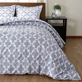 img 3 attached to 🛏️ downluxe Lightweight Down Alternative 3-Piece Comforter Set, Grey, Full/Queen - Reversible Design with 2 Pillow Shams