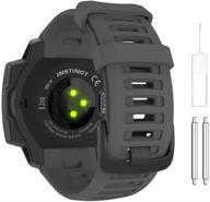 силиконовый ремешок moko graphit gray для garmin instinct: регулируемый запасной ремешок для спортивных gps-часов. логотип